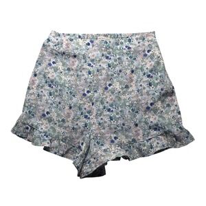 Paper Crane Floral Ruffle‎ Shorts Womens XS Blue Green Boho Cottagecore